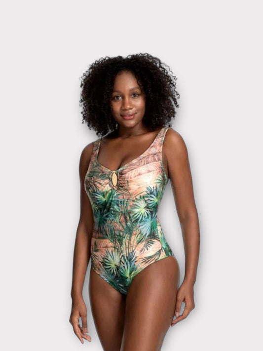 Tummy Control One-Piece Swimsuit w/ Buckle